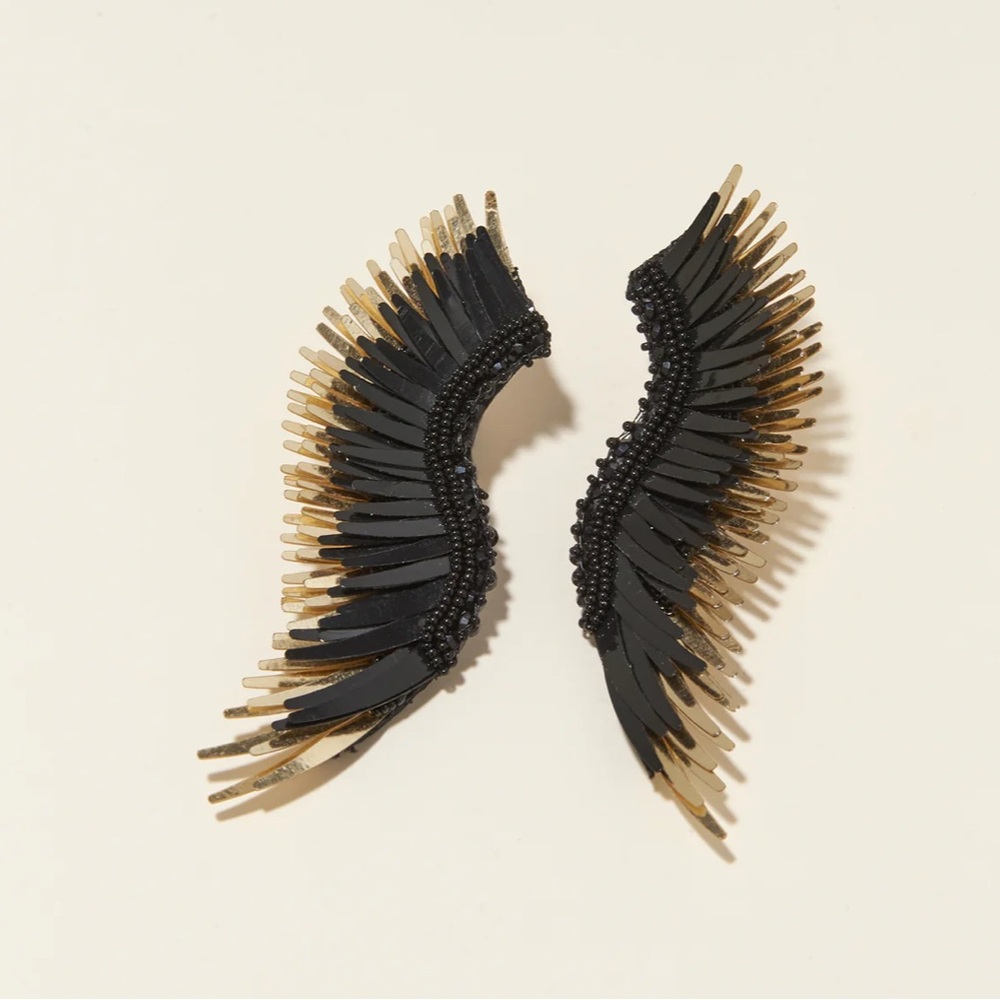 NWT mignonne gavigan black with gold mega Madeline earrings $250